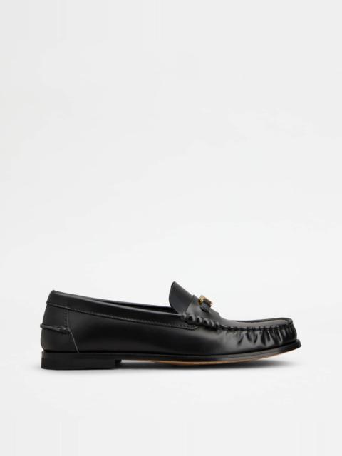 LOAFERS IN LEATHER - BLACK