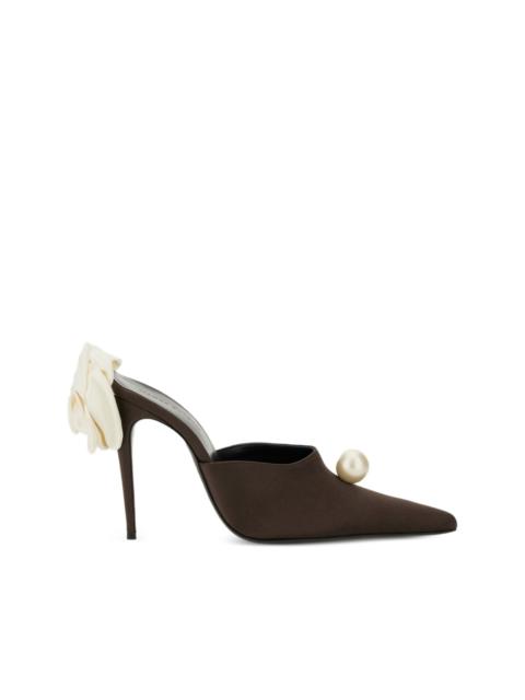 pearl-embellished pointed-toe mules