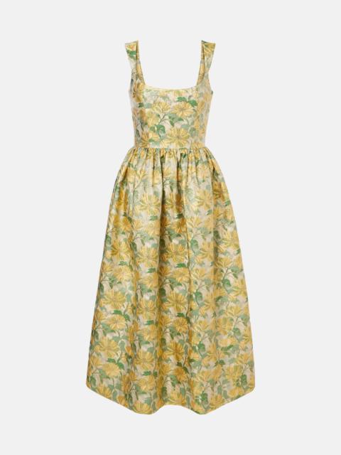 Floral lamé jacquard gown