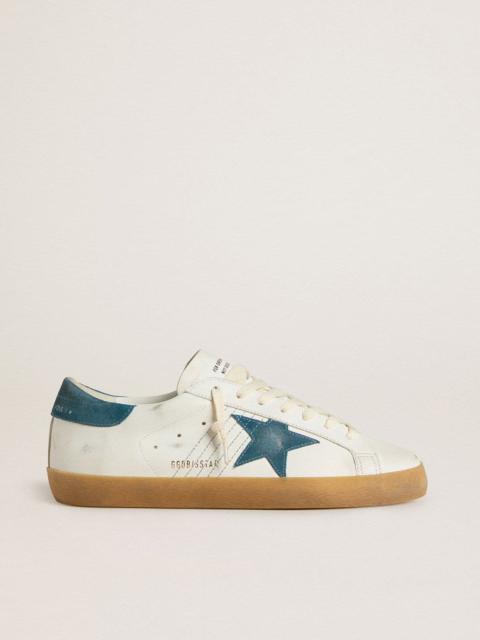 Super-Star in leather with petrol-blue suede star and heel tab