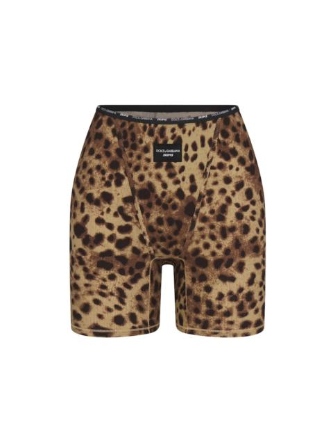 SKIMS x Dolce&Gabbana Cotton Rib Boxer Leopard