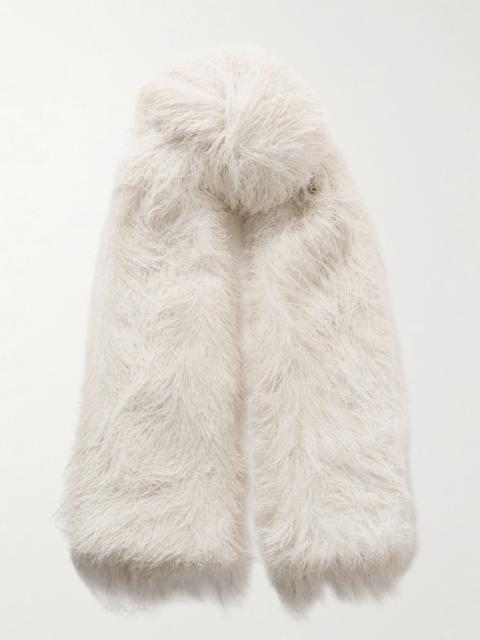 Fringed knitted scarf Off-white