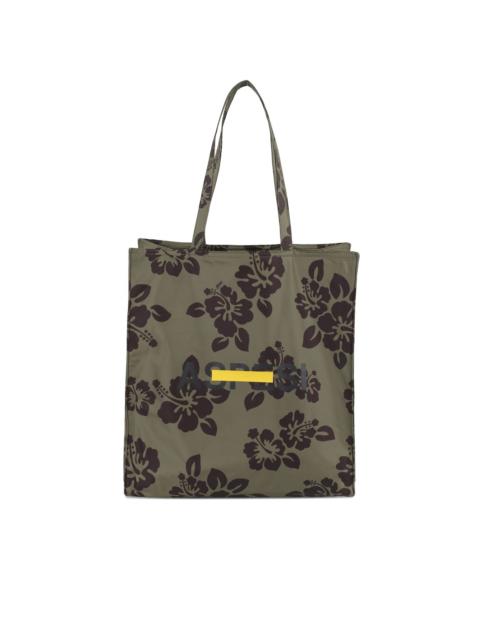 hibiscus-print tote bag