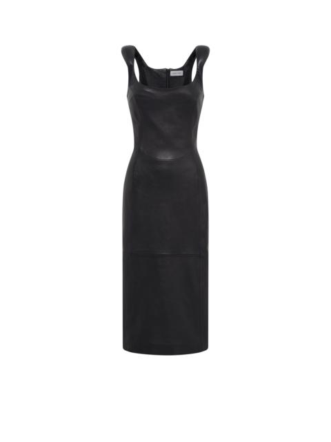 GloSSy Moon Leather SleeveleSS Midi DreSS