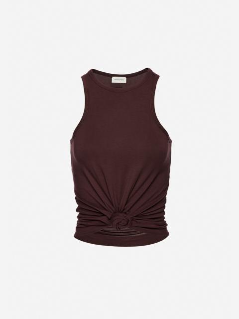Knotted tank top in brown