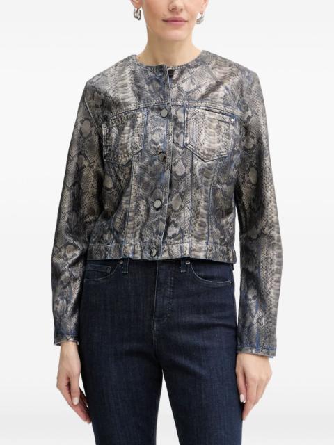 snake-print buttoned jacket