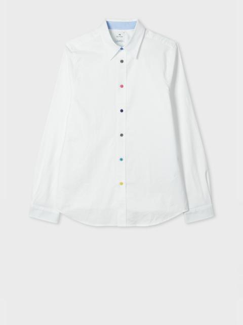 Tailored-Fit White Organic-Cotton Multicolour Button Oxford Shirt