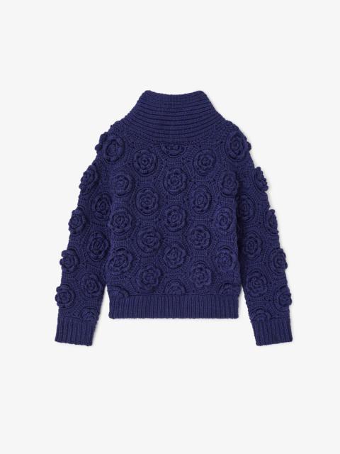 DARK BLUE FLOWER CROCHET SWEATER