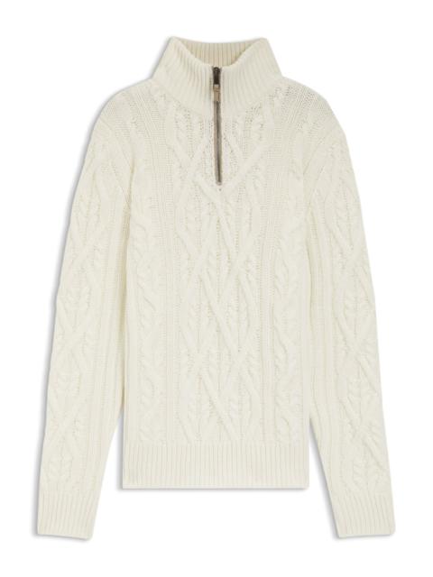 WOOL-CASHMERE SWEATER WITH CABLE KNIT