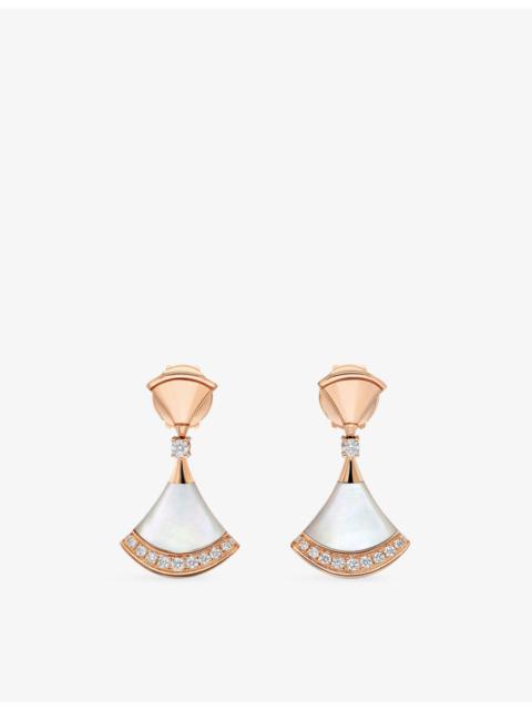 Divas' Dream 18ct Rose-Gold, 0.18ct Brilliant-Cut Diamond and Mother-of-Pearl Earrings