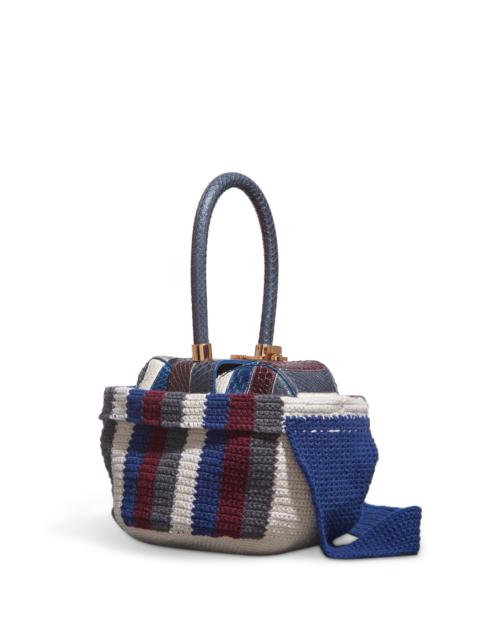 Crossover Knit Bag in Blue, Bordeaux & Grey Cashmere