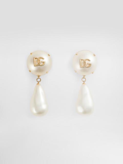 Teardrop earrings with DG logo