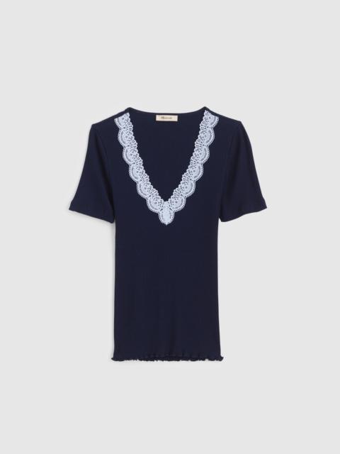 Lace-Trim V-Neck Top