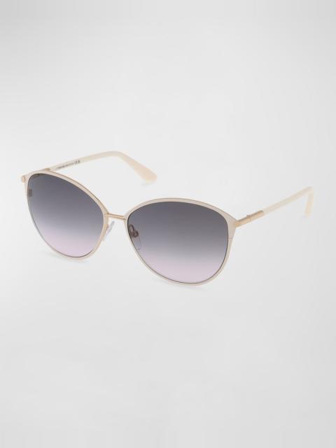 Penelope Gradient Acetate & Metal Round Sunglasses