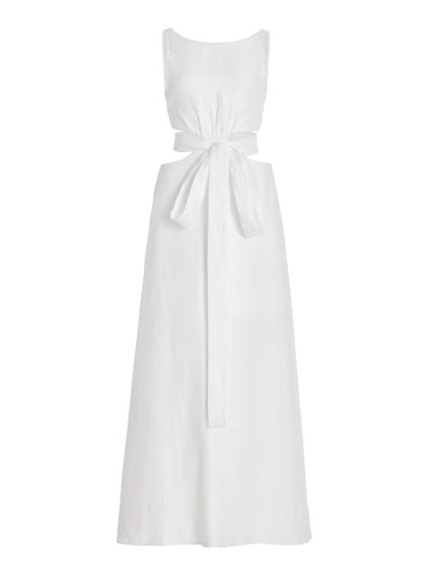 Comino Cutout Organic Linen Maxi Dress white