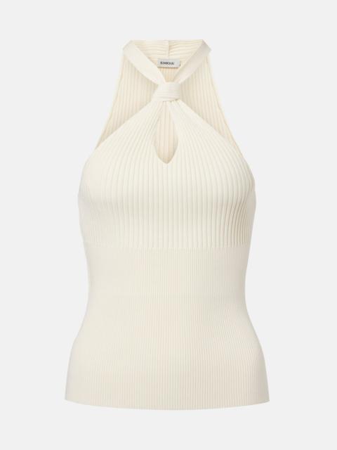 Andrea ribbed-knit halterneck top