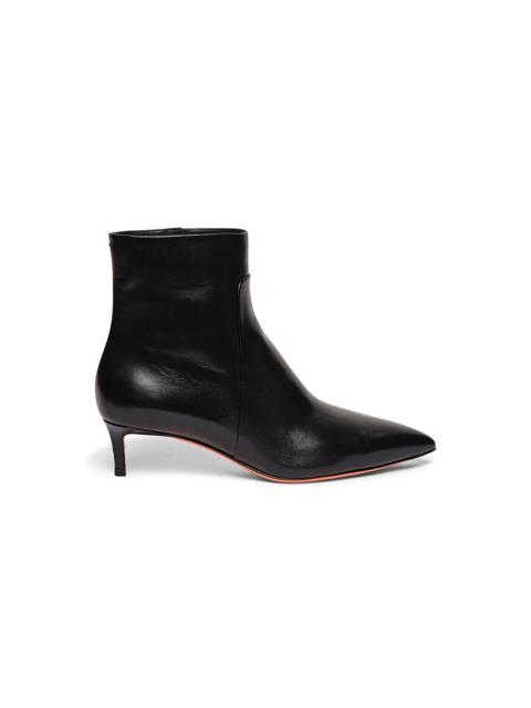 Women's black leather low-heel ankle boot