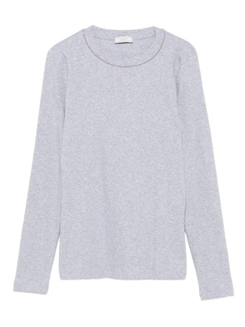 embellished-neck long-sleeve top