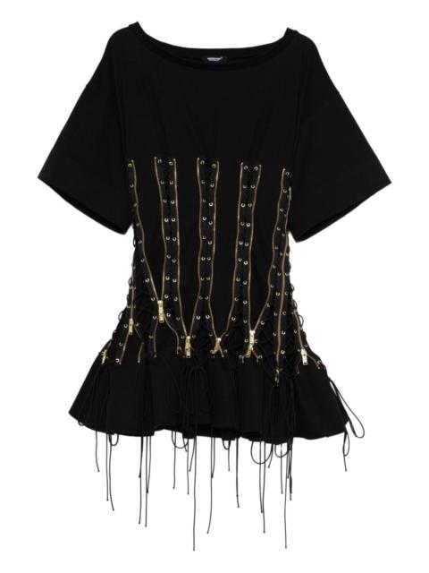 zip-detail mini dress