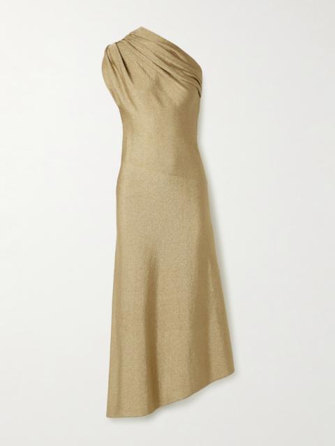 Coast Asymmetric One-shoulder Draped Lurex Dress