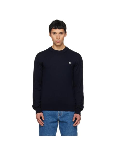 Navy Fine Silk & Cotton Sweater
