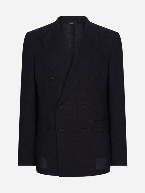 Double-breasted pinstripe linen Sicilia-fit jacket