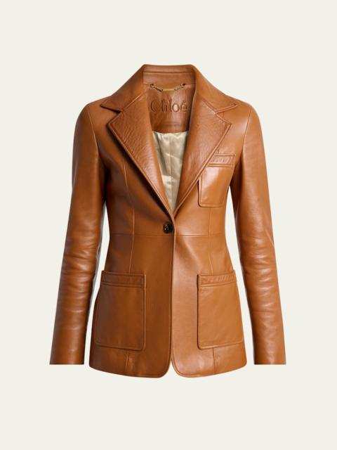 Slouch Leather Belted Single-Breasted Jacket