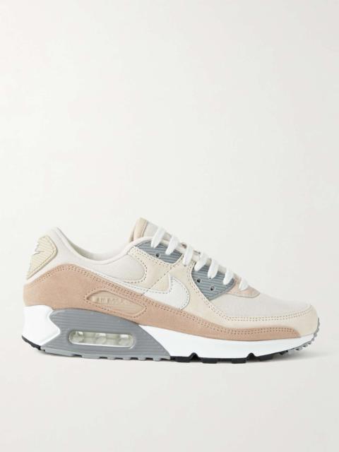 Air Max 90 Leather-Trimmed Suede and Canvas Sneakers