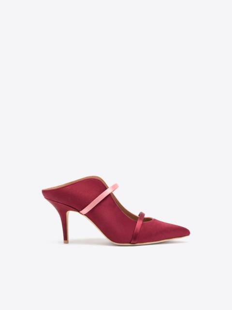 Maureen 70 Burgundy & Pink Satin Heeled Mules