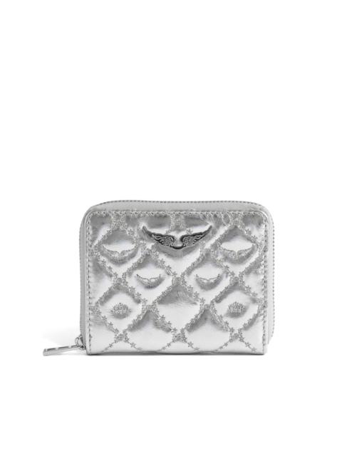 quilted leather zip wallet