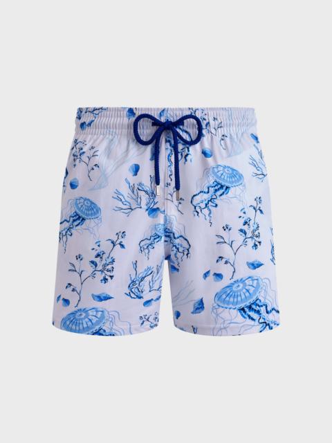 Men Stretch Short Swim Shorts Medusa and Shells