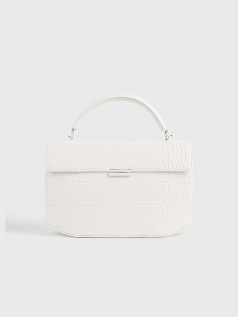 Clip croco-embossed top handle off-white