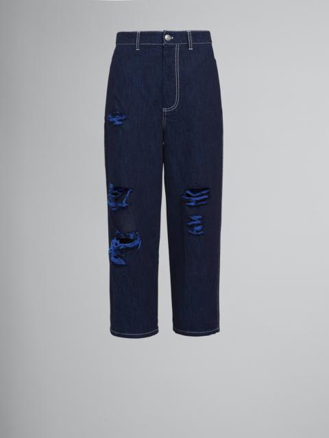 CROPPED DENIM PANTS WITH RIPS