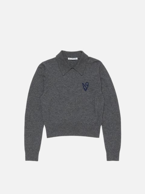 Yak wool polo sweater - Dark Grey Melange