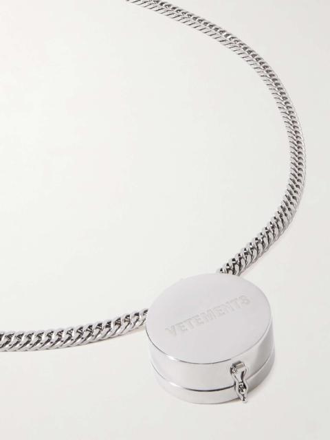 Grinder Logo-Engraved Silver-Tone Pendant Necklace