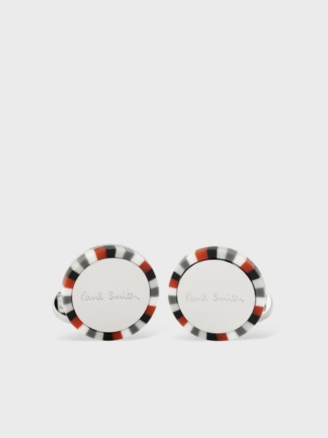 Paul Smith for Manchester United - Red Striped Edge Circular Cufflinks