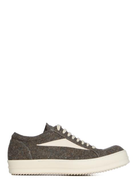 Vintage Leather-Trimmed Brushed-Wool Sneakers Army green