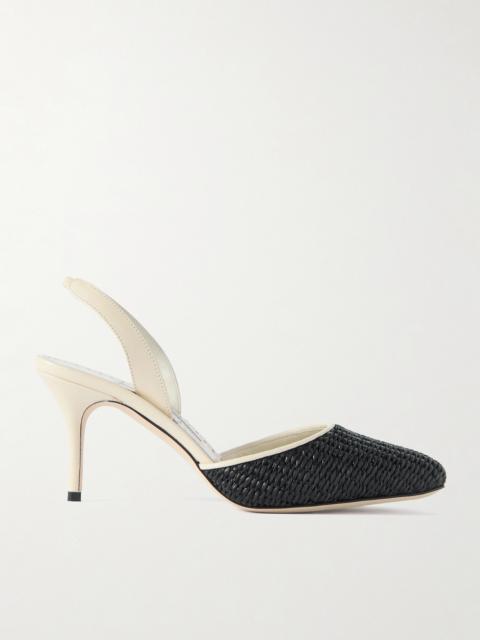 Casam 70 Leather And Raffia Slingback Pumps