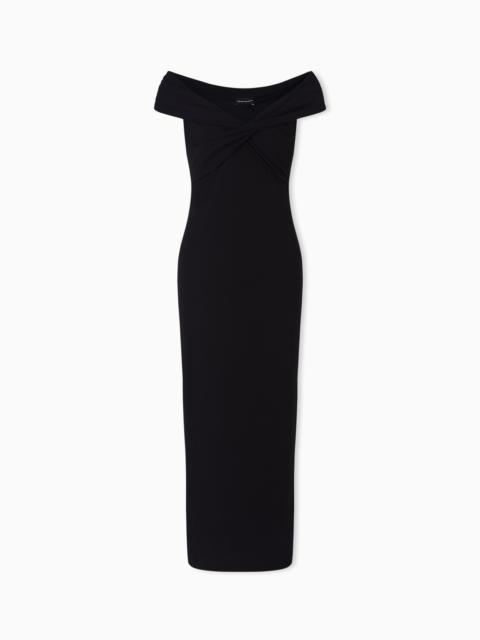 INTERLOCK DRESS WITH CROSSOVER NECKLINE