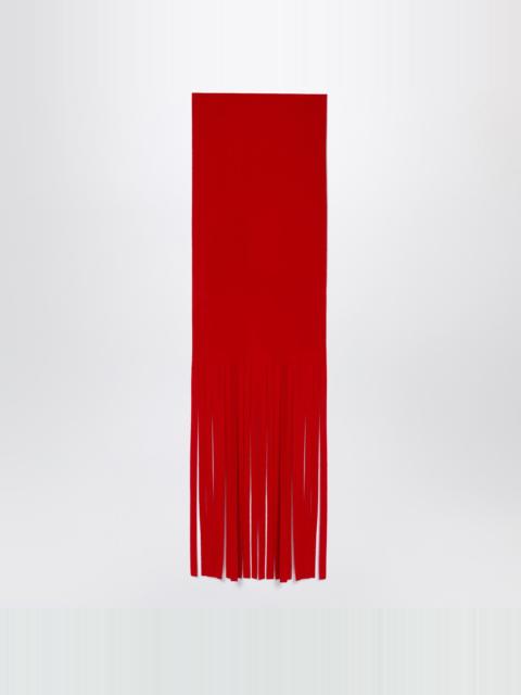 Red Wool Scarf with Fringes