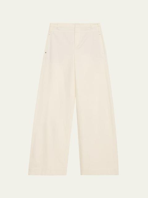 Double-Waistband Wide-Leg Utility Pants