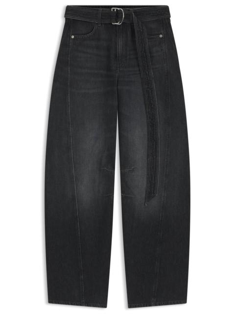 BLACK BALLOON-LEG JEANS IN RIGID DENIM