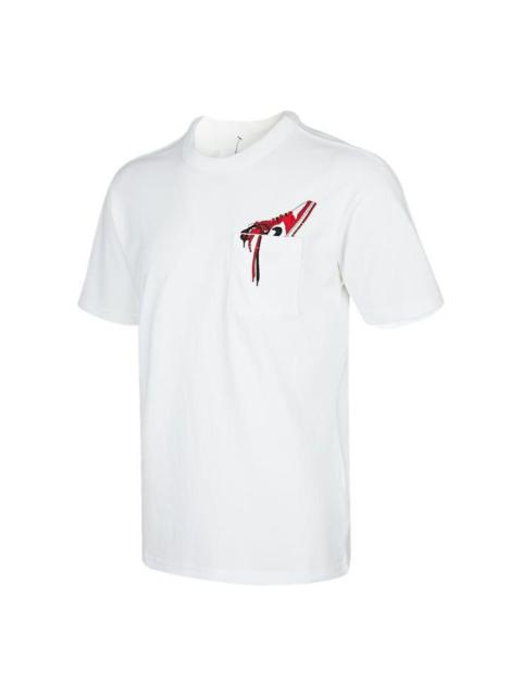 Men's Air Jordan Pocket Shoes Embroidered Solid Color Round Neck Short Sleeve White T-Shirt DO1928-1