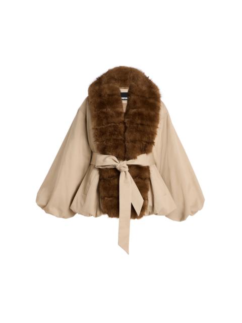 Faux Fur-Trimmed Jacket brown