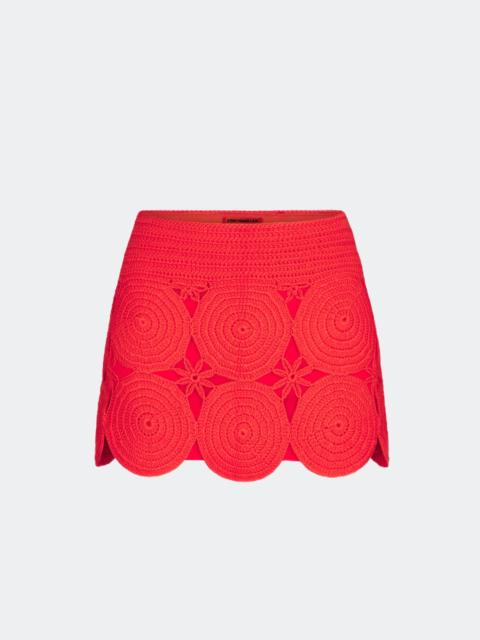 Beep Beep Mini Skirt in Coral Red