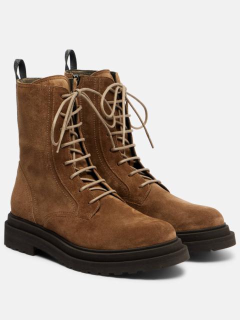 Suede combat boots