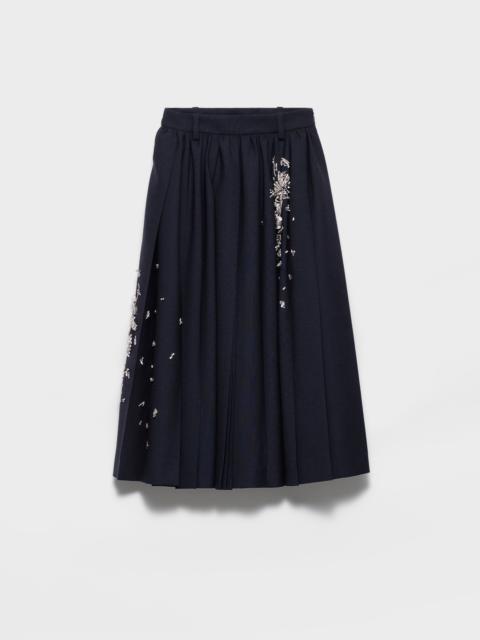 Embroidered rush stitch midi-skirt