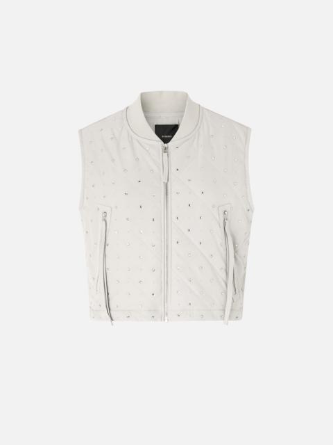 QUILTED VEST WITH RHINESTONES AND STUDS