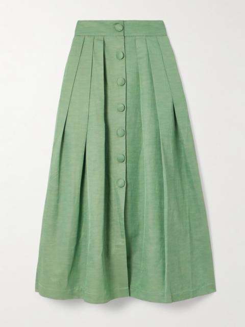Irving Pleated Twill Maxi Skirt