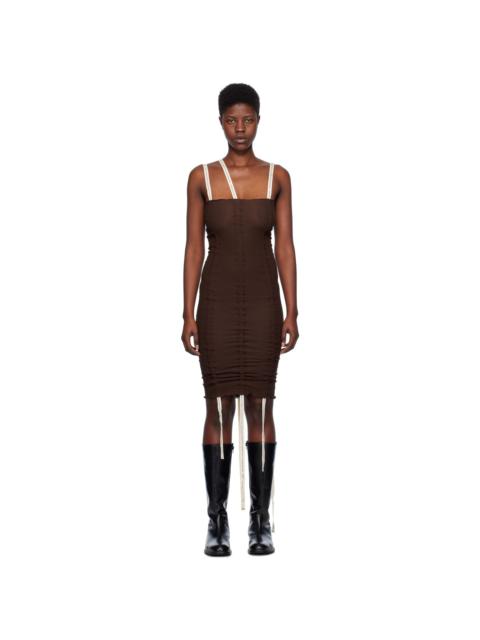 Brown Hewn Strap Minidress
